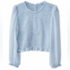 NWT Wilfred Tempest Smocked Blouse Blue Large Cottagecore Coquette Romantic